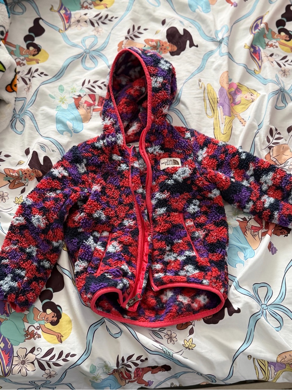 The North Face Kids Multicolor Sherpa Hooded Jacket - Red, Purple, Black
